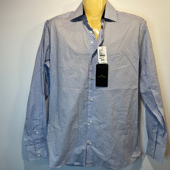 Bertigo Men’s Blue Micro Print Russel Dress Shirt - Size Small - NWT - Picture 3 of 6